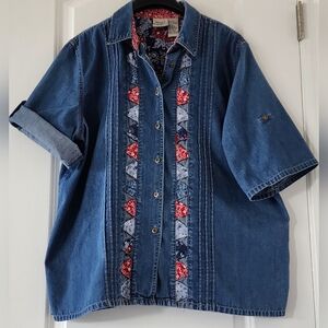 Women's '90s Vintage Koret City‎ Blues Denim Shirt Size XL Cottage Core